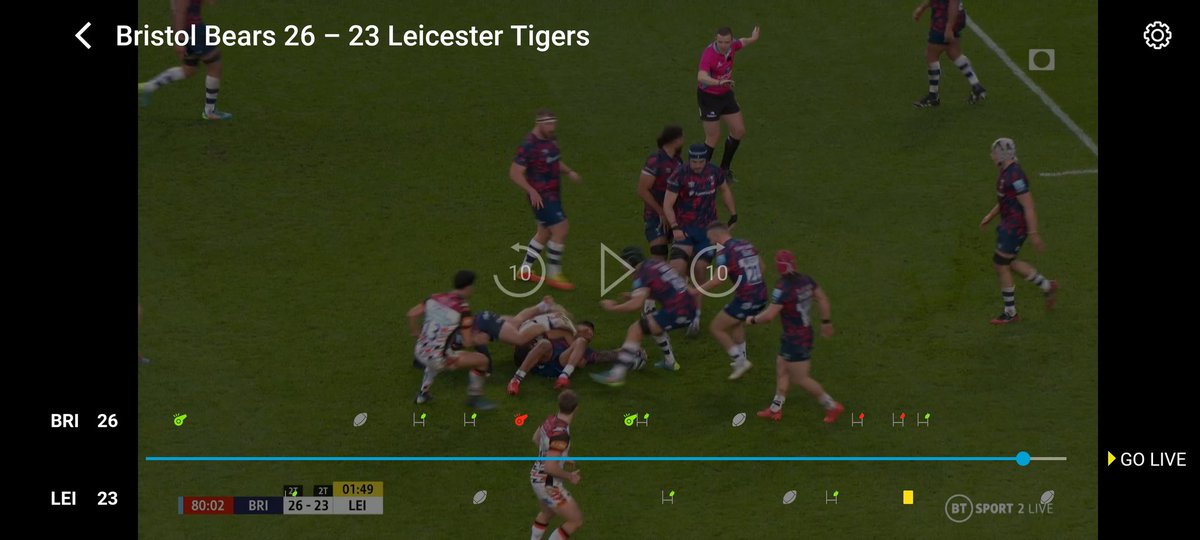leedenz79's tweet photo. #BRIvLEI can't deny it was a great game, but when you give a knock on, it's when the whilst goes, not when the offence happened. Whistle was blown after the 80 up..only 2 secs but it was up!! https://t.co/VPmPcy4gRa