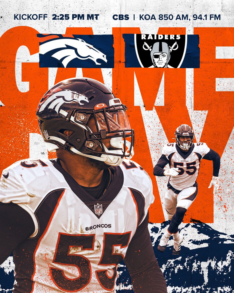 Broncos's tweet photo. MERRY GAMEDAY! 🎁

RT if you’re ready for #DENvsLV! https://t.co/WBCF9Sy6fA