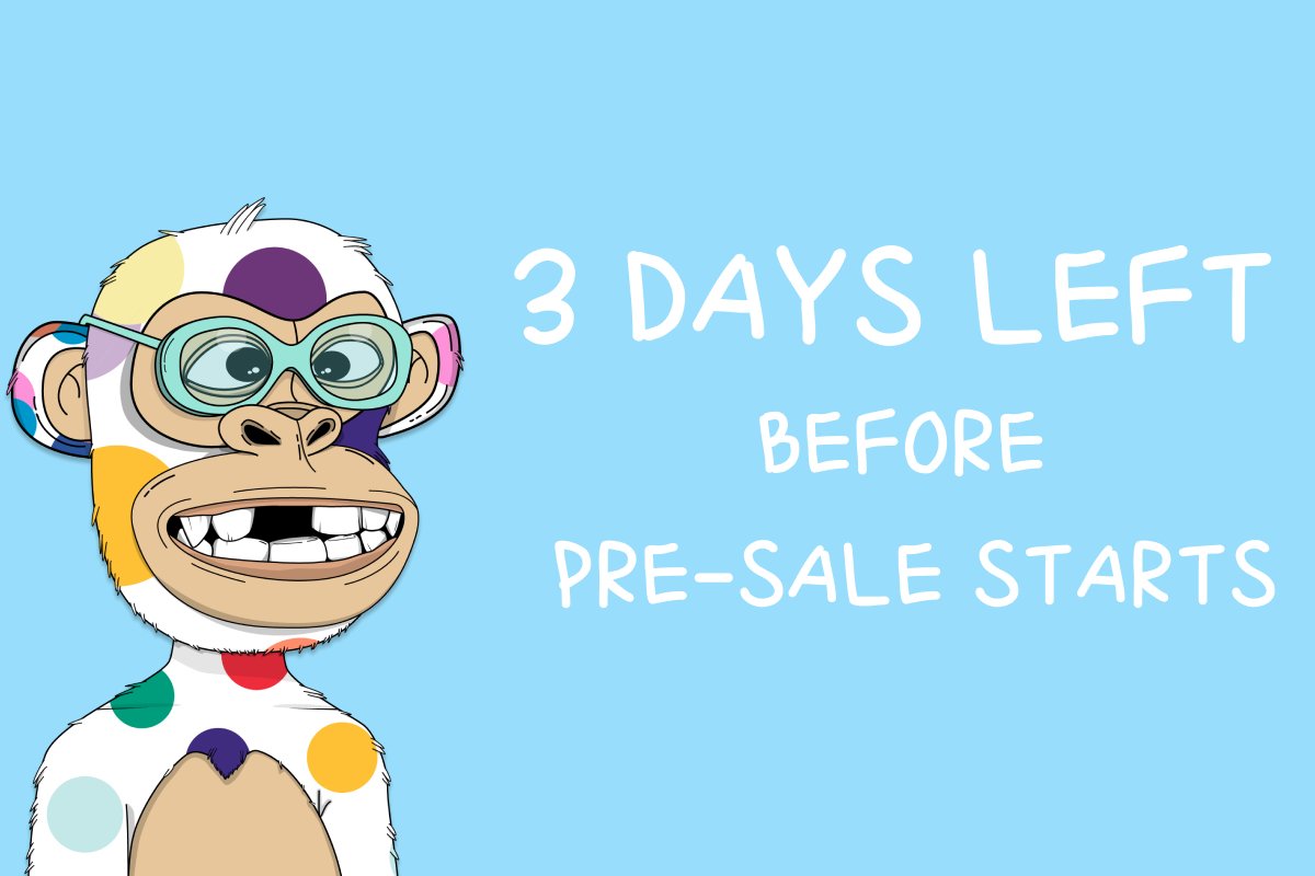 HEY Y'ALL 🐵👋
HERE COMES A GREAT REMINDER: 
ONLY 3 DAYS LEFT BEFORE PRE-SALE STARTS.

... And that we just expanded our whitelist, so there is more spots ready to grab.

Join our discord: discord.gg/kbabyapes
#NFT #NFTART #NFTCOMMUNITY #NFTDROP