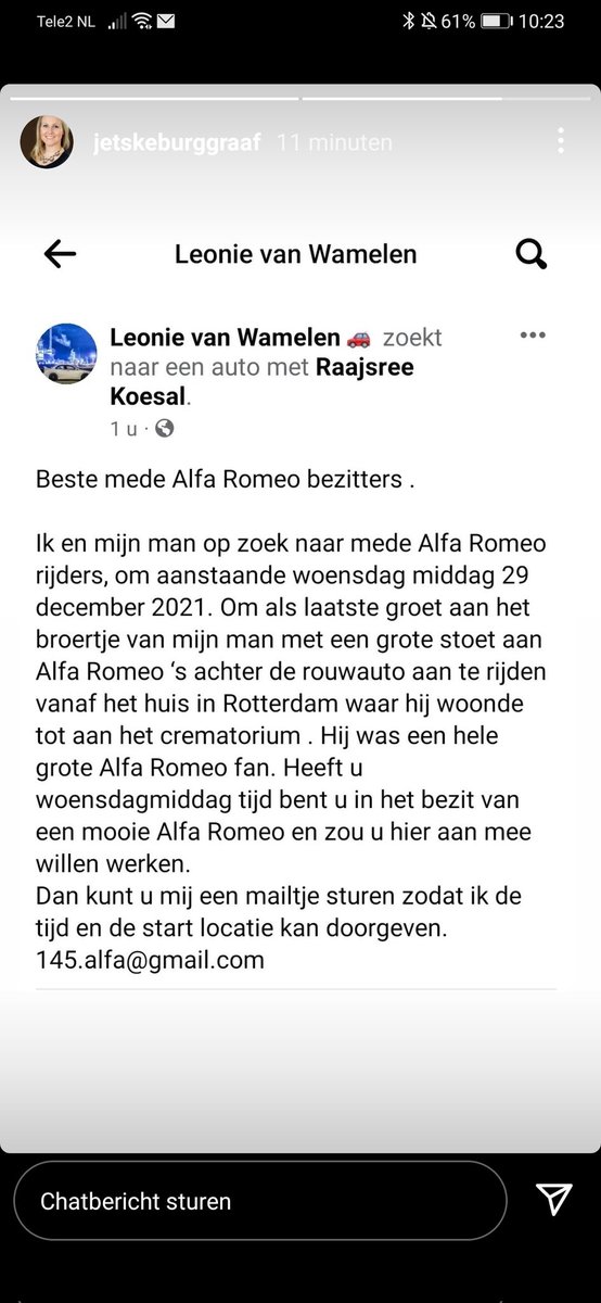 Voor een vriend van me. Graag retweeten:
#AlfaRomeo #uitvaart #rouwstoet