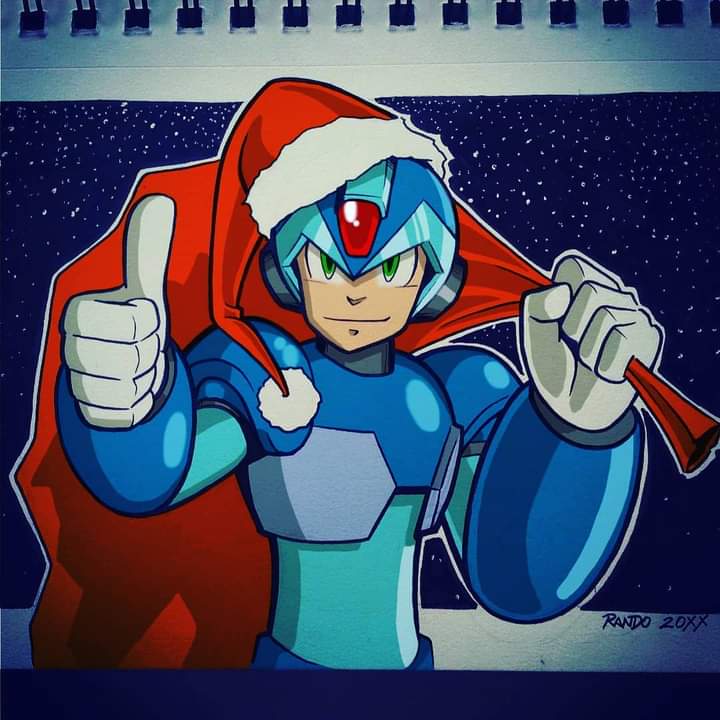 Rando20XX's tweet photo. He knows when you've gone Maverick and he knows when you're a good Reploid! So watch yourself, cuz X is coming to your town!! 

Merry X-mas everybody!
_
#theartofrando20xx #rando20xx #megamanx #rockmanx #maverickhunterx #irregularhunterx #capcom #happyholidays #merryxmas https://t.co/efGNQud5VA
