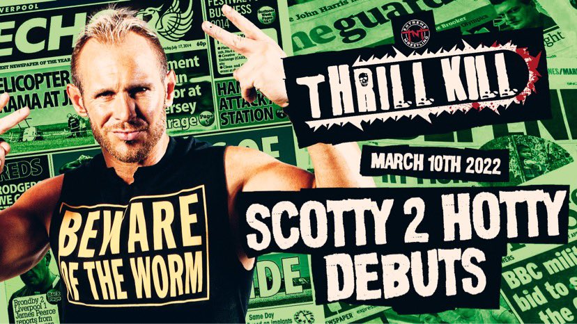 TNTExtremeWres's tweet image. On March 10th, 2022 at #ThrillKill, things are about to get Too Cool...

@TheScotty2Hotty makes his debut in TNT Extreme Wrestling and will be part of YOUR #ExtremeVIP experience!

Don't miss out! 

🎟GET YOUR TICKETS NOW🎟
wtlive.wrestlingtravel.com/event/tnt-extr…