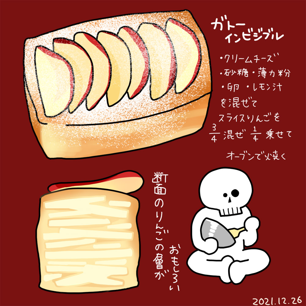 2021年12月26日(日) リンゴをもらったので簡単なケーキを作りました 詳しい作り方は 