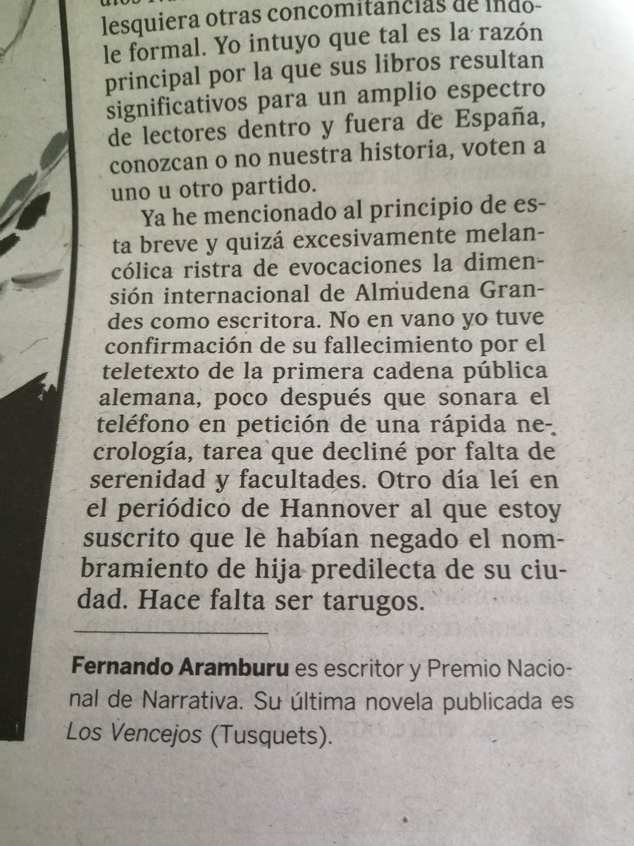 manelalcalde71's tweet photo. Somos especialistas en no saber apreciar nuestra riqueza literaria @elpais @FernandoArambur @AlmudenaGrandes https://t.co/cGGfr3isL6