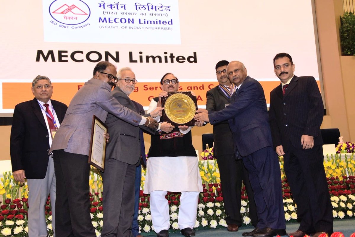 MECONLimited's tweet photo. #MECON received Award in the category of Engineering Services &amp; Consultancy for demonstrating high order of business excellence during 36th Indian Engineering Congress.Shri Salil Kumar,CMD MECON, Shri RH Juneja,Director (F) received award in presence of senior officials. https://t.co/33VUTtT9dc