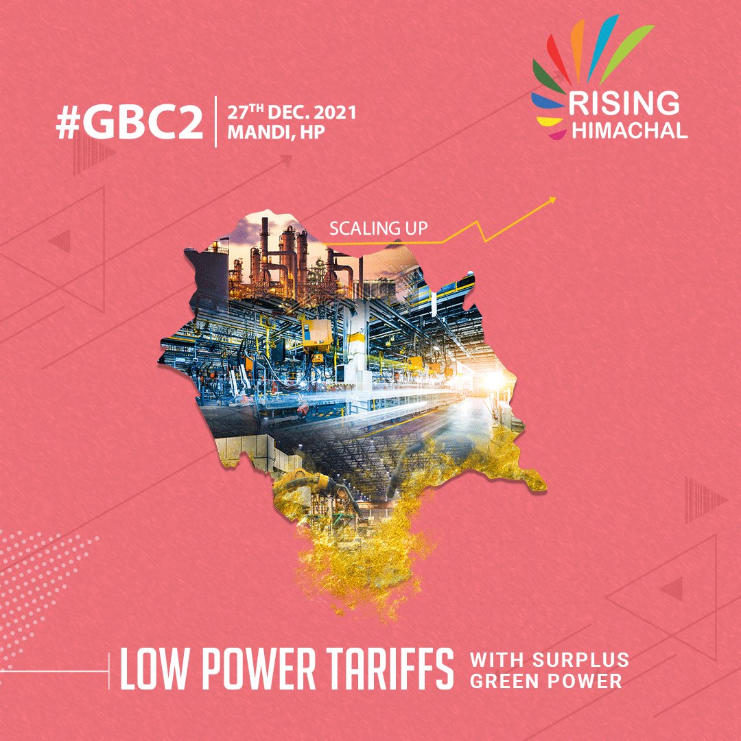 DoIndustries_HP's tweet photo. #HimachalPradesh offers lower power tariffs with surplus clean power to the #industries. It is an effort to spur the growth of industries as well as the state, as more industries help in generating #employment avenues. 

#GBC2 #RisingHimachal #GroundBreakingCeremony2 https://t.co/SOwczN3GRV