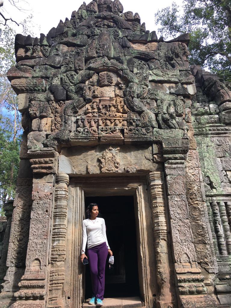 Ambassador @devyani_K at #TaProhmTemple at the UNESO heritage #AngkorWat complex yesterday inspected the preservation and Restoration work by @ASIGoI. #akam @tourismgoi 
@AmritMahotsav @PeacePalaceKH @CambodiaTourism @IndianDiplomacy @MEAIndia