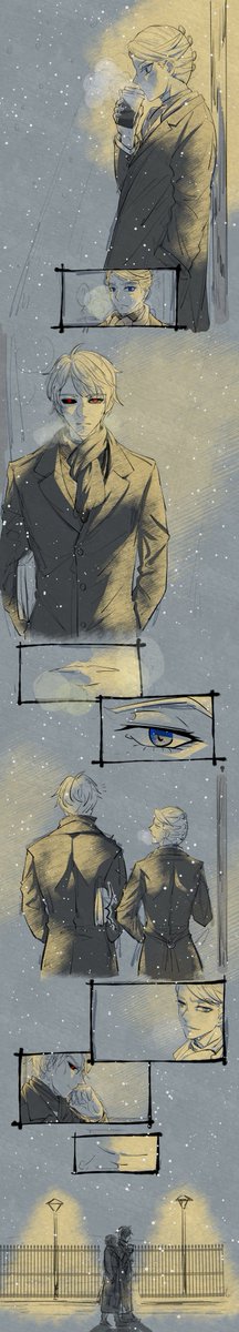 #冬のリゾプロ祭り2021
テーマ：「寒さ」
Sorry I am late.😢 Thanks for the RISPRO winter project!!🖤💛
超級遲到（爆）～里蘇特剛工作完身上有血的味道，所以被調侃了一下（接下來應該是去約會ㄅryyy）