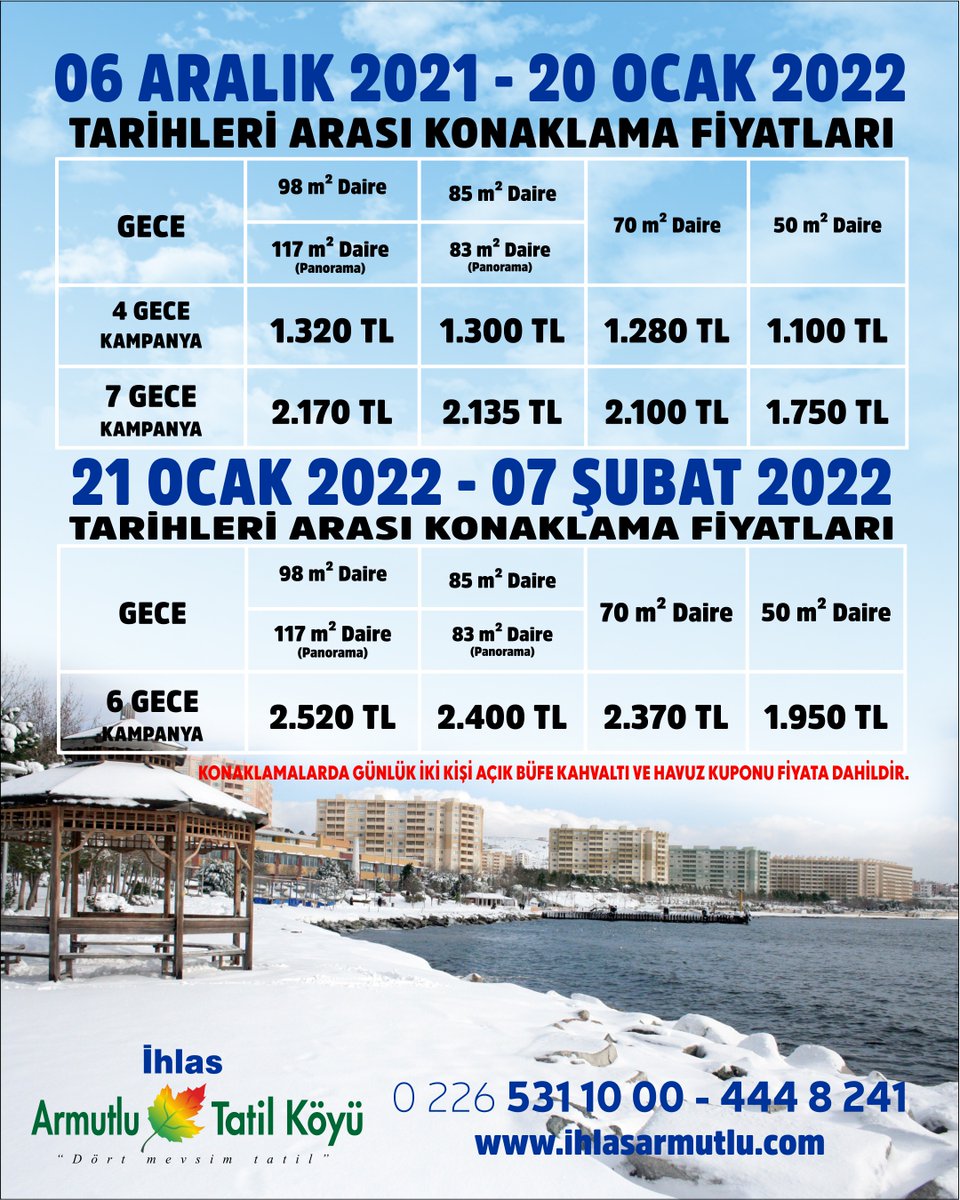 07 ŞUBAT 2022 TARİHİNE KADAR GEÇERLİ KONAKLAMA FİYATLARI
✅ Eşsiz deniz manzarası
✅ Her dairede kaplıca suyu
✅ Tertemiz orman havası
✅ Ailece sömestir tatili
✅ Odaların içinde wellness olanakları
✅ Açık büfe kahvaltı ve yüzme havuzu dahil
✅ Bay - bayan ayrı yüzme havuzları
