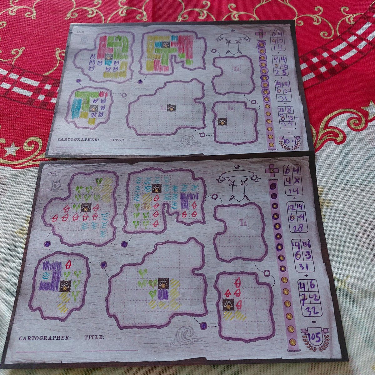 Won #CartographersMapPack2Affril–PlaneofKnowledge on 2021-12-26 with 2 players, winning score: 105 #bgstats