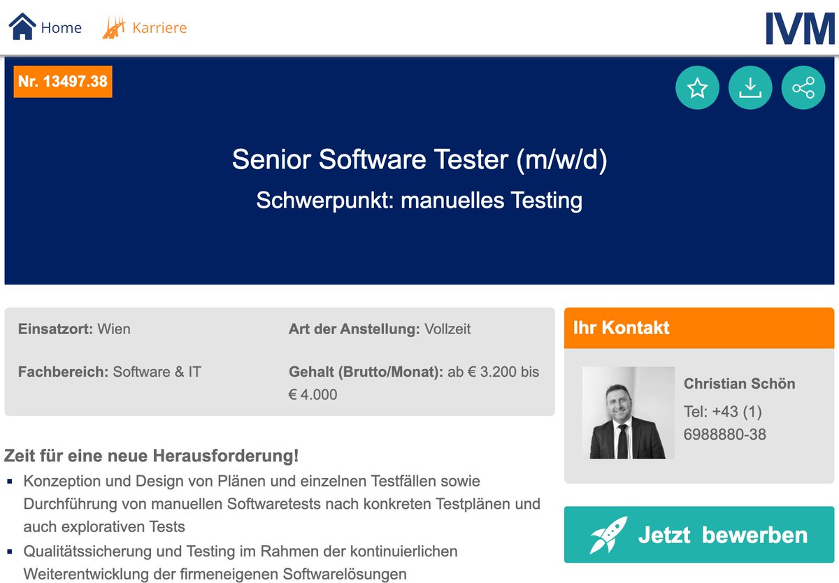 RudolfGroetz's tweet photo. Are you looking for a new challenge? @IVM_at sponsor of the #testBustersNightVIENNA is hiring: 
+++ https://t.co/klF8ODtqPk Senior Software Tester (m/w/d)
+++ https://t.co/jpN2PDtzwC  Softwaretester (m/w/d) https://t.co/Ar7H2cQ3HS