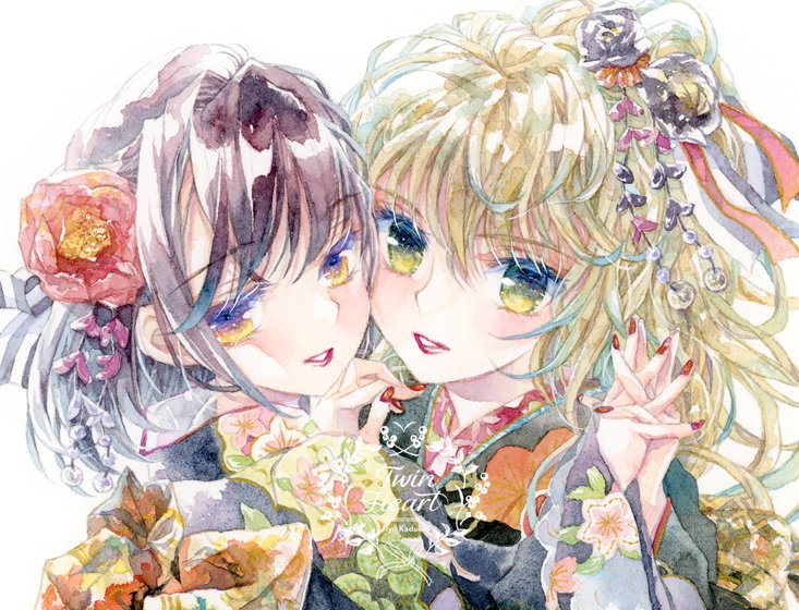 年賀絵完成&入稿したのでチラリ。
年内発送できたらと思うので、29(水)夜に、FANBOX先行で原画通販予定です。
完成した全体図は明日FANBOXにて🌸
#創作百合 
#透明水彩 #顔彩 