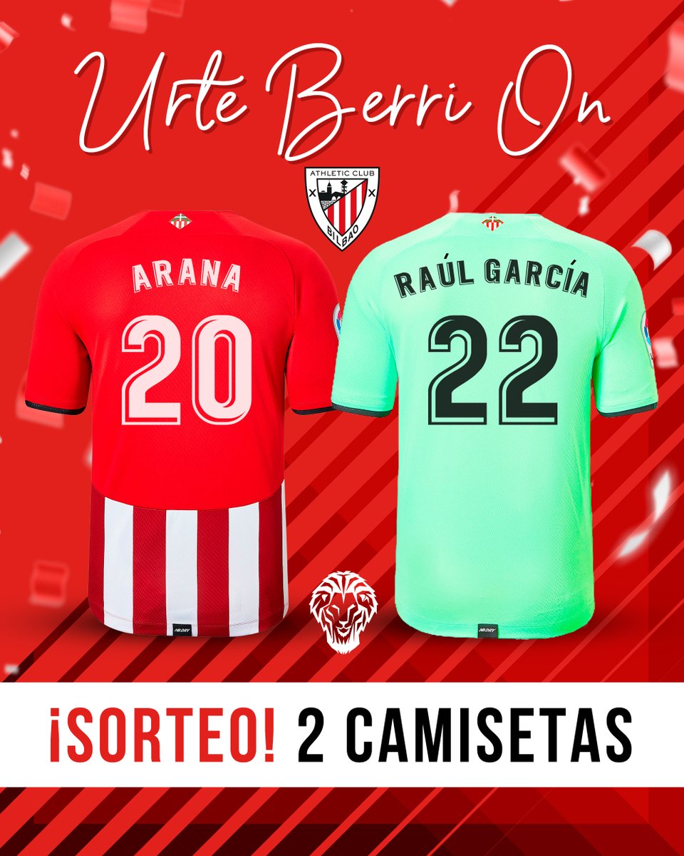 🚨 SORTEO 🚨

🥳 ¡¡Se acaba el año y recibimos el 2⃣0⃣2⃣2⃣ sorteando dos camisetas!!

🔴⚪️ El 20 de Arana y el 22 de Raúl García 🟢⚫️

📲 Síguenos 
🔁 Haz RT 
💬 Menciona a dos personas

🗓️ Ganadores/as, el 1 de enero a las 12:00 horas. Zorte on 🍀

#AthleticClub 🦁