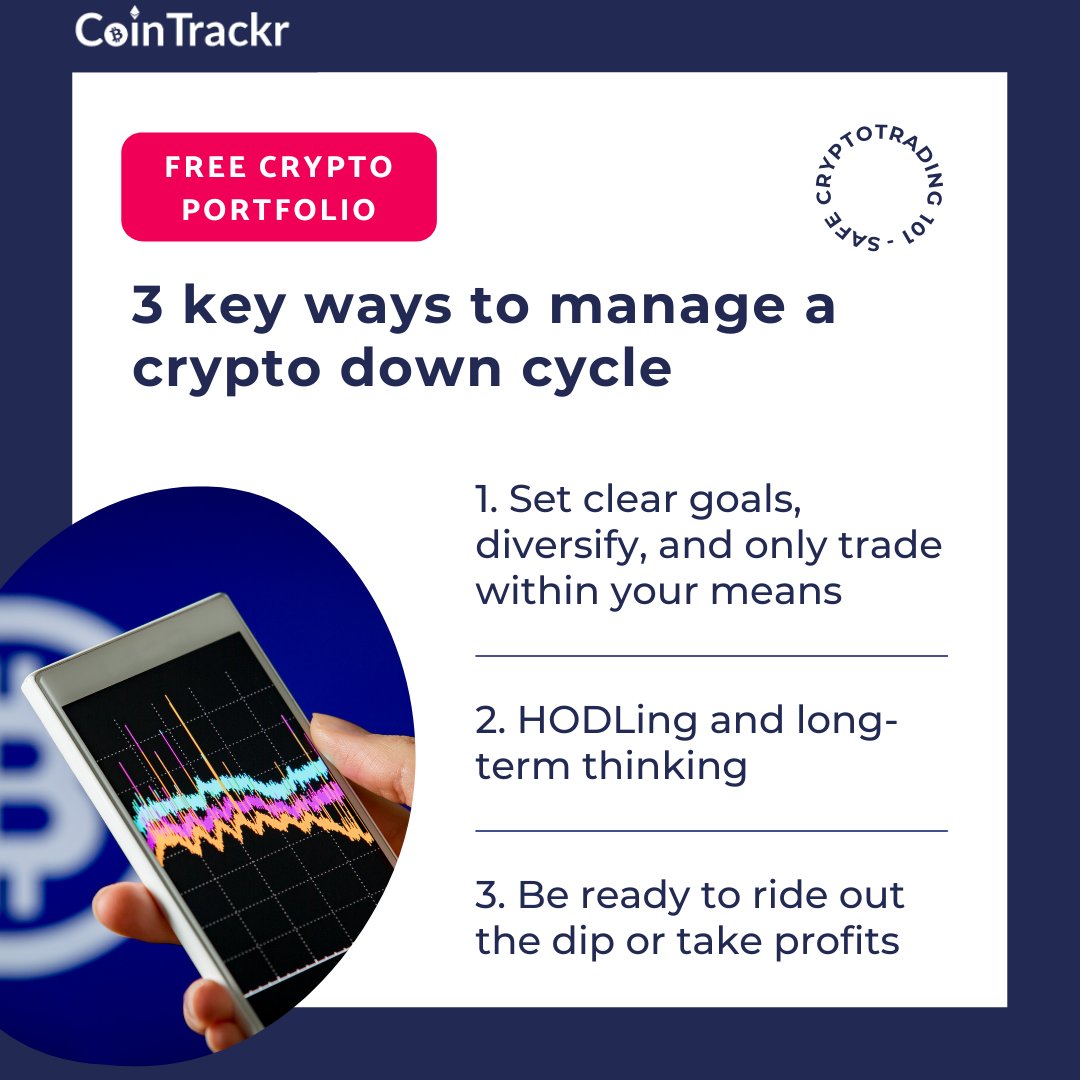 cointrackr's tweet photo. 1. You should never invest more than you can afford to lose.
2. If the value of your assets has gone down since you bought them, they are only realized once they’re sold for less than your purchase price. 
3. Convert some of your volatile crypto holdings for more stable assets. https://t.co/gbJU7OwlM0