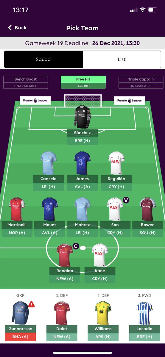 chowderyy's tweet photo. Free hit… any changes? #fpl #GW19 https://t.co/iODmICBTB0