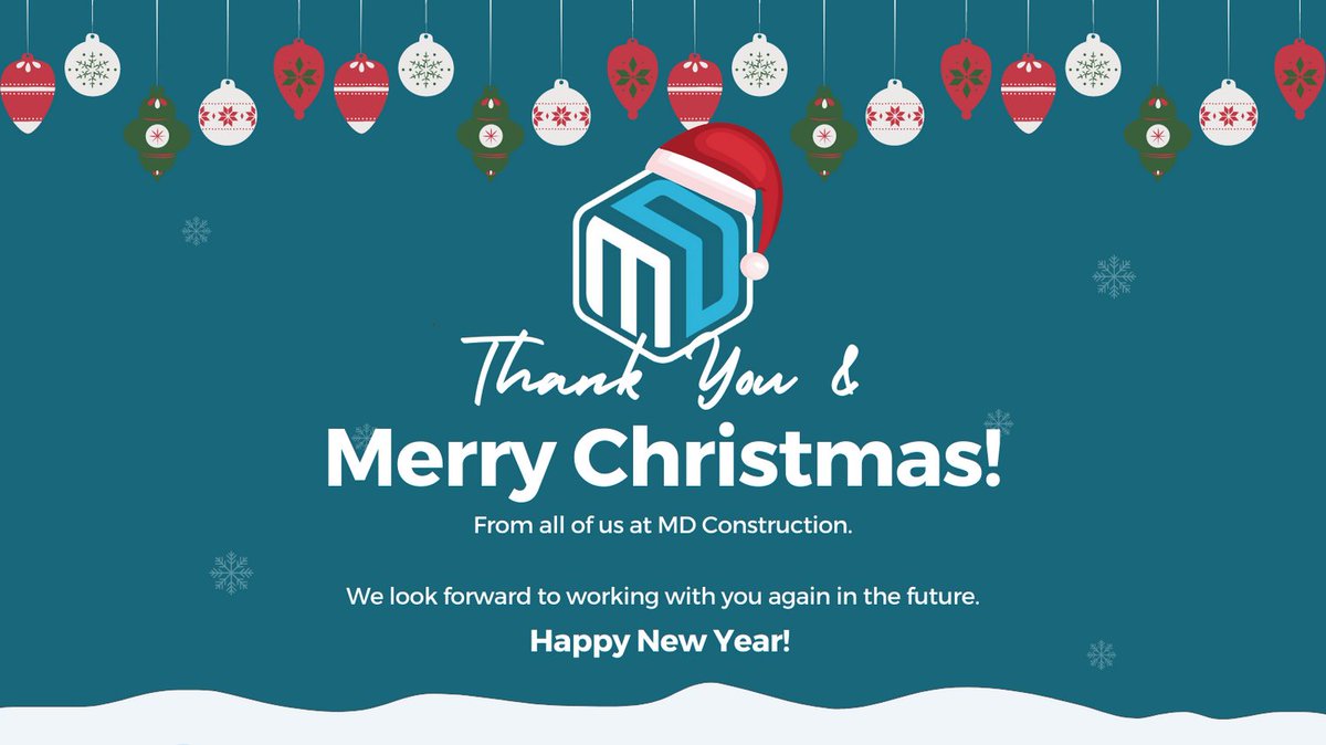 MDConstruction_'s tweet photo. We hope you all had an amazing Christmas! 

Merry Christmas and Happy New Year! From all of us at MD Construction.

#Christmas #ThankYou #Construction #MDConstruction #Business https://t.co/9ZnXP9tR13