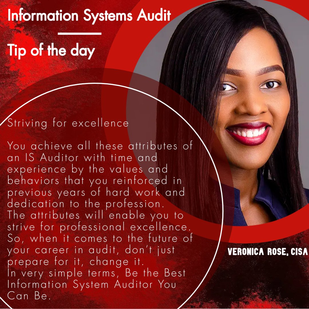 veronrose4's tweet photo. Tip of the day!

Read more here https://t.co/g3TrugpIyt

#certifiedinformationsystemsauditor #CISA #ISAuditor #auditing #Audit #systemsauditor #infosec #proudauditor #auditor #Professional https://t.co/ttYBZgd1zn