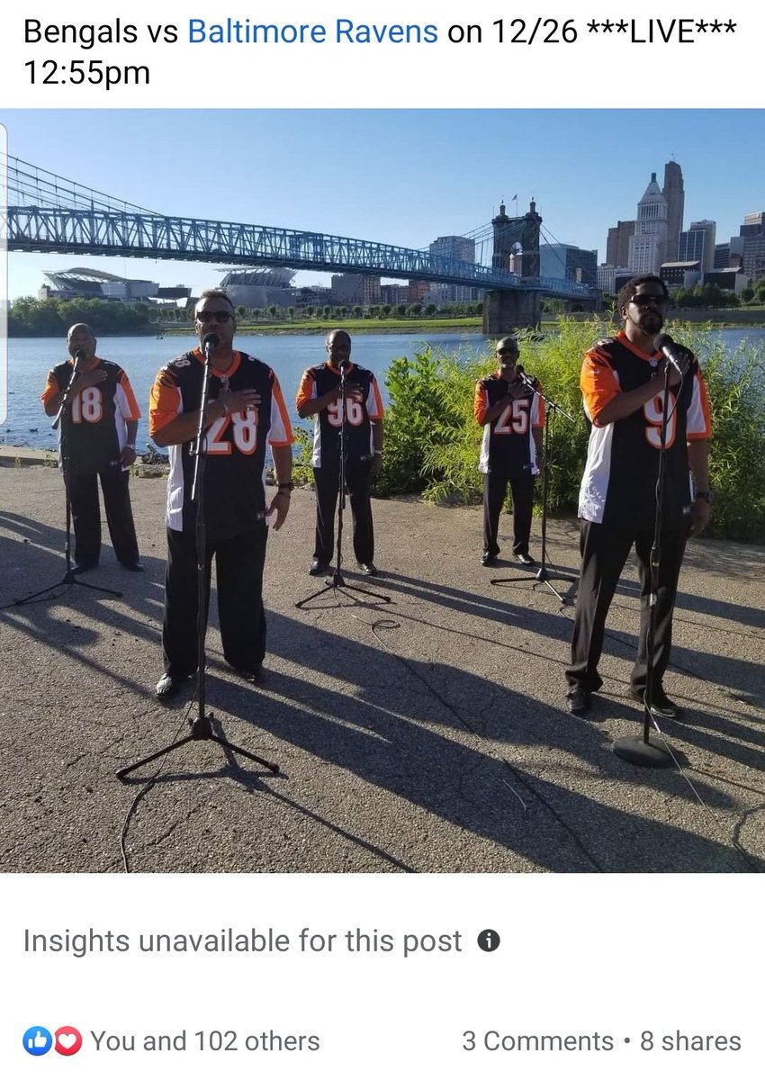 BrotherhoodSing's tweet photo. We sing the National Anthem today for the @Bengals vs @Ravens game. Who Dey...Let's get that Win!!! https://t.co/Je4GANyY4w