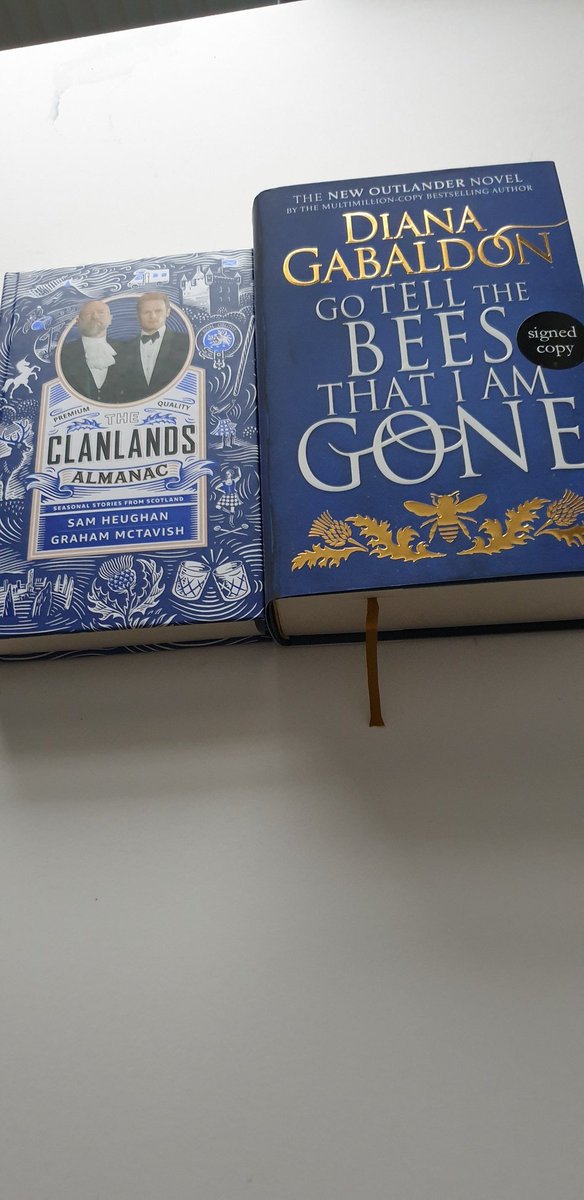 clgourlay's tweet photo. Special books for my birthday today. Although might wait till paperback comes out @Writer_DG as don't want to spoil your beautiful book.  @SamHeughan @grahammctavish https://t.co/swHizbyM3h