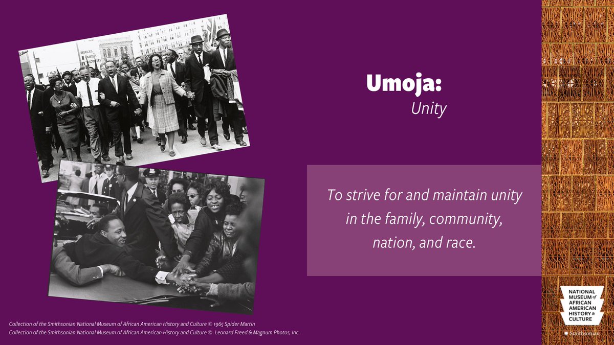 Habari Gani? Umoja! Today is the first day of Kwanzaa, a seven-day African American and Pan-African holiday founded by Maulana Ron Karenga in 1966 that celebrates history, values, family, community, and culture. 

Join our virtual Kwanzaa celebration: nmaahc.si.edu/kwanzaa
