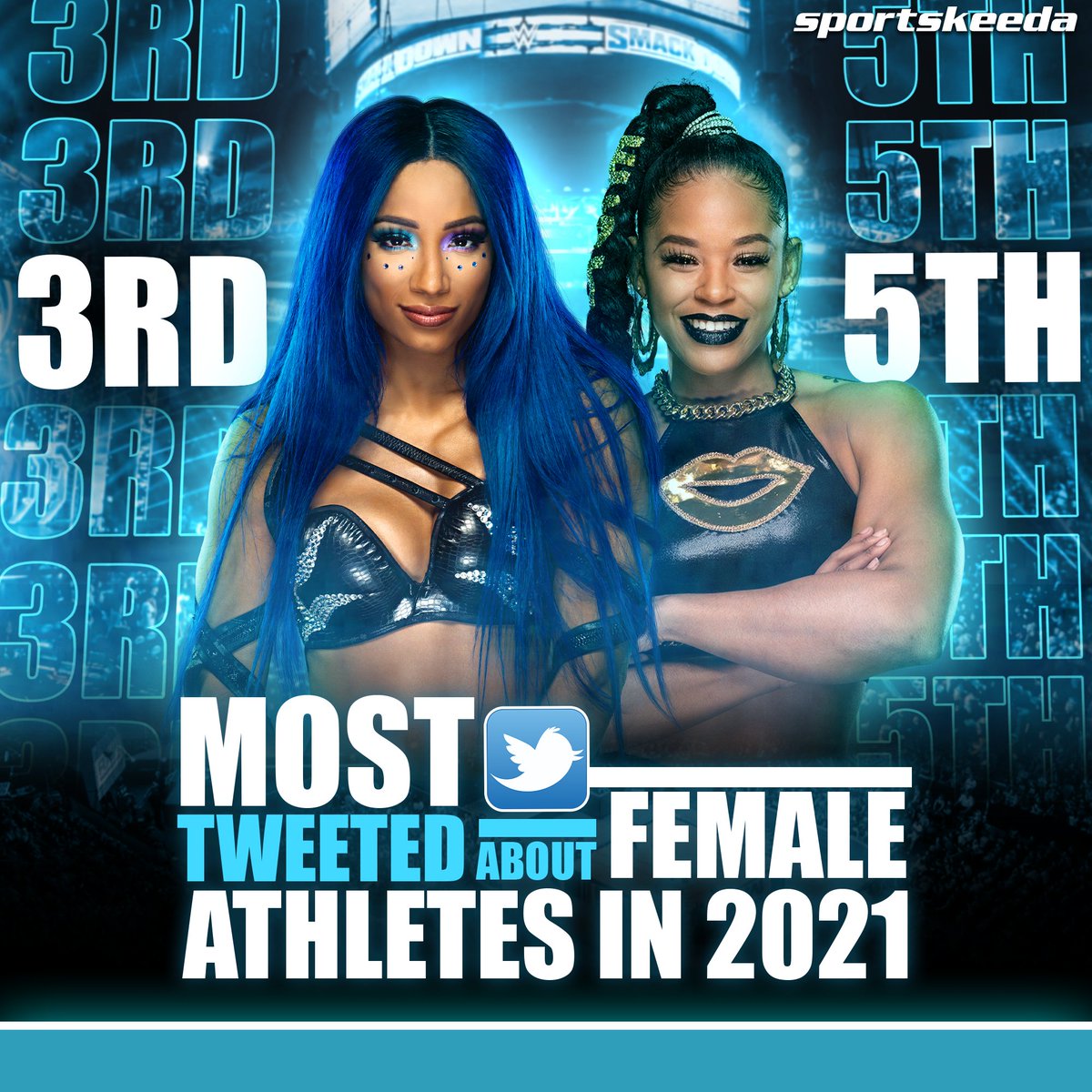 SKWrestling_'s tweet photo. In case you didn't know, @SashaBanksWWE and @BiancaBelairWWE are two of the most tweeted about female athletes of the year! https://t.co/VoTvyiFShV