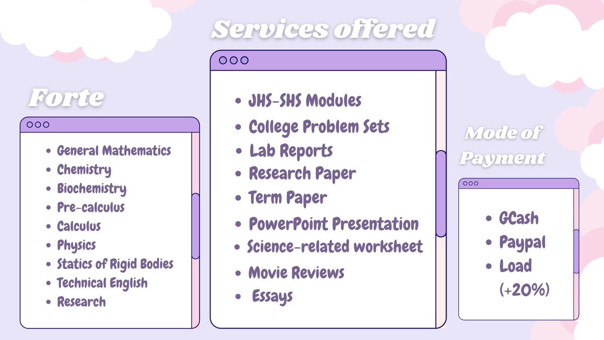 purplewillowPH's tweet photo. ☪️ˏˋ°•*⁀➷
hello, this is @purplewillowpH ♡

——⍟ 4th yr engg student
——⍟ i usually do essays, lab reports, and problem solvings
——⍟ prices are negotiable 

ˑ༄ؘ ۪۪۫۫ ▹ don't hesitate to inquire
ˑ༄ؘ ۪۪۫۫ ▹ dm me !! 🤍 https://t.co/IKVxa8HL5r