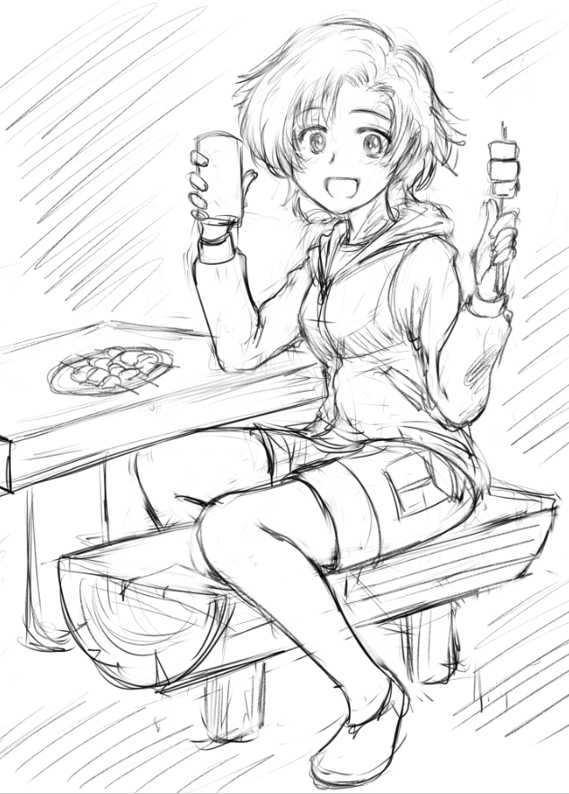 外で(震えずに)飯食いてぇらくがき。 