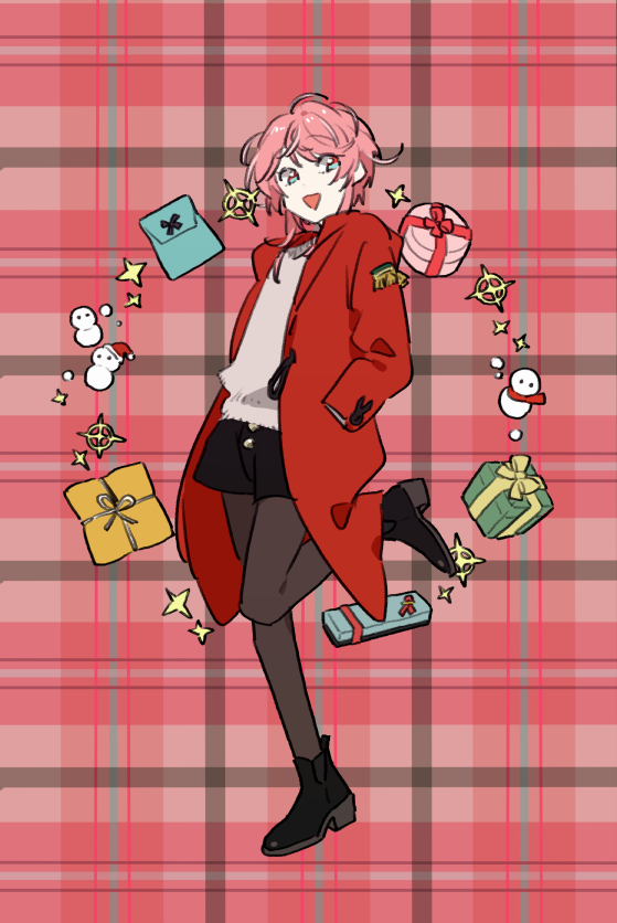 food 1boy male focus solo closed eyes pants red pants  illustration images