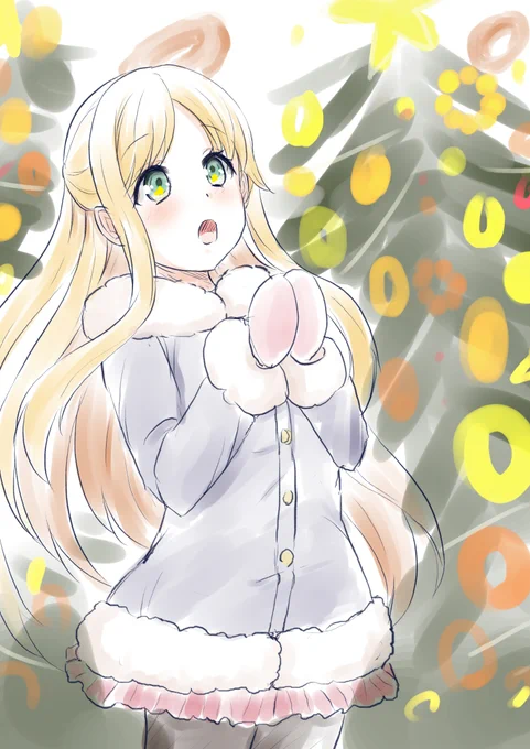 #グリモアワンドロワンライ企画#グリイラお題「エミリア・ブルームフィールド/ イルミネーション」何でもドーナツに見えてしまうエミリアたんです(^^ 