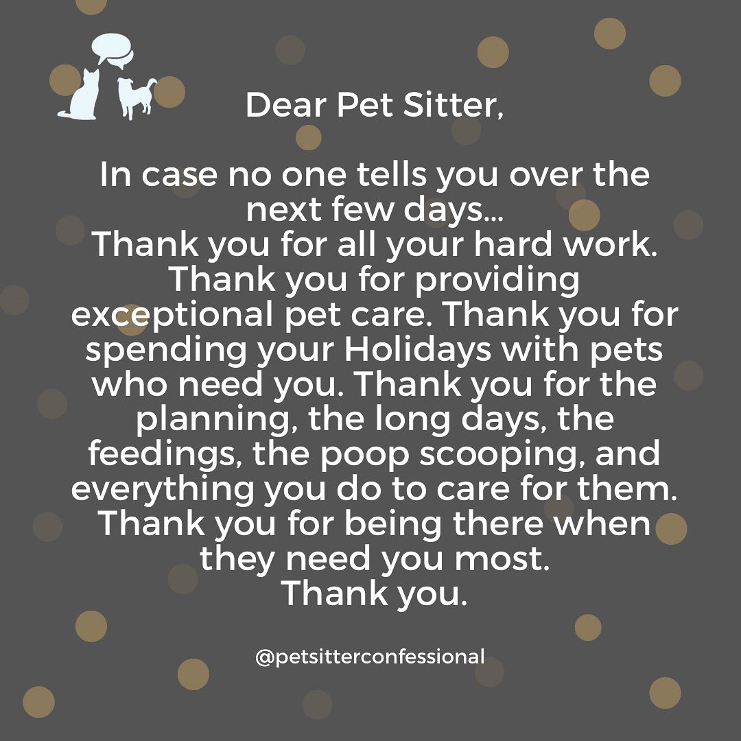 psconfessional's tweet photo. It’s a crazy time of year and you sacrifice so much. You work hard. It doesn’t go unnoticed. ✨Keep rocking it!

.
.
.
#petsitterconfessional #podcast #petsitter #petsitting #petbiz #petpreneur #dogsitting #dogsitter #dogwalking #dogwalker #petbusiness #petbusinessowner #petcare https://t.co/PpNf8u6KAT