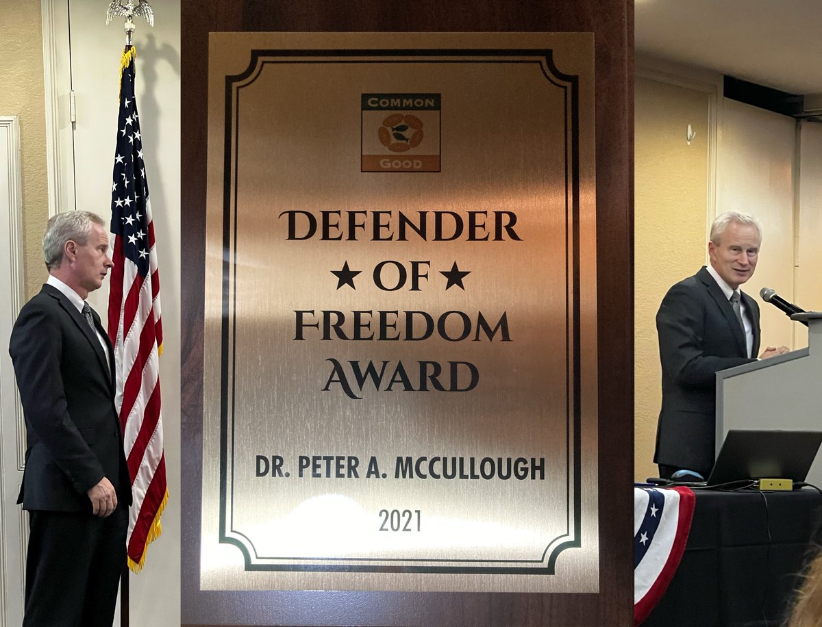 Evidence-based, fair-balanced, pro-science C19 public symposia have been very popular in 2021 and I am humbled to win the "Defender of Freedom" award in Tyler, TX