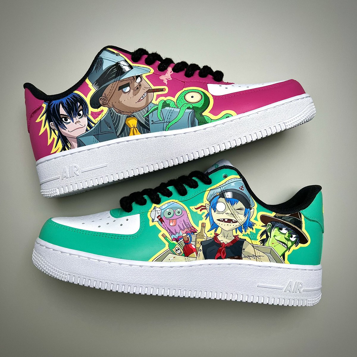 jdocustoms's tweet photo. Gorillaz AF1s 

#customsneakers #custom #sneakerart #gorillaz https://t.co/i1ZuMdMGYC