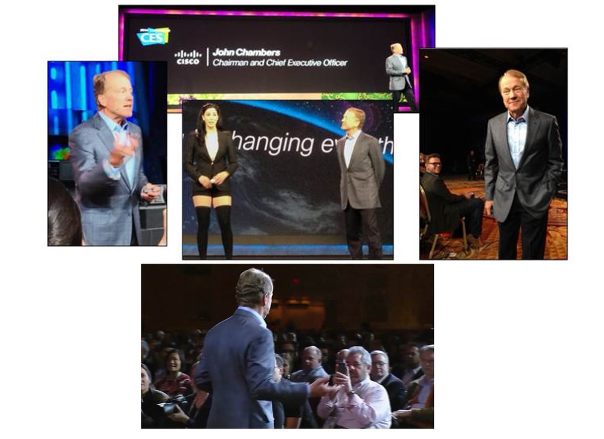NJDavidD's tweet photo. #MemoriesOfCESPast: @Cisco's @JohnTChambers
 &amp; @SarahKSilverman presenting to #CES2014 (with audience cameos from @rowantrollope and yours truly while being photographed taking his picture.)  #CES2022 is eight days away! @CES https://t.co/kZTwa0P25r