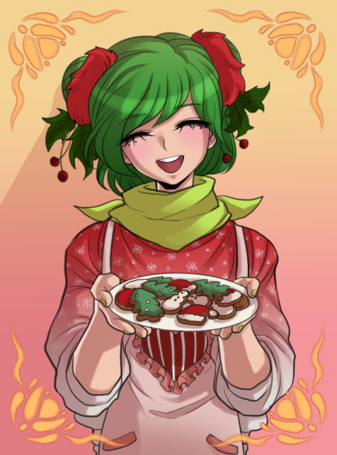 DanganHyper's tweet photo. Merry Christmas, Happy Holidays and a Happy New Year to everyone! I'm sure we're all pleased to see the back of 2021...

To celebrate, Iowa, our Ultimate Chocolatier, has baked everyone some delicious festive cookies! Tuck in!

Art: @sauveurtb https://t.co/uccEIw6XvH