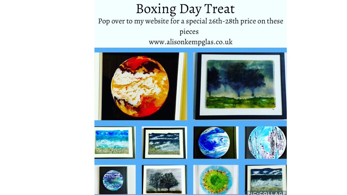 Hope you’ve all had a great Christmas 🤩
Pop over to my website for some special offers 
alisonkempglass.co.uk
#12DaysofChristmas #ChristmasAtHome #celebration #BoxingDay #artist #celebration #gifts