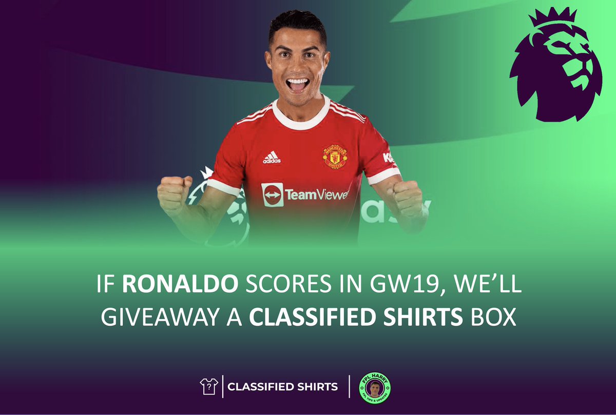🎄 ❄️ Christmas Giveaway ❄️ 🎄 

If Ronaldo scores against Newcastle, one lucky winner will win a football shirt MYSTERY BOX! 📦

To enter just…

1️⃣ Retweet this!
2️⃣ Follow <a href="/classifiedshirt/">Classified Shirts</a>!
3️⃣ Follow <a href="/FPL_Harry/">Harry</a>!
4️⃣ Subscribe youtube.com/c/FPLHarry!

Good luck! 👍