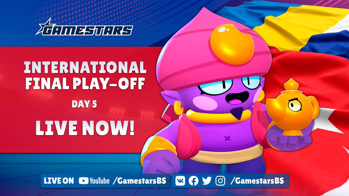 📣 LET'S GO! The final day unravels and the livestreams await!

🇷🇺 youtube.com/watch?v=vEb5KF…
🇬🇧 youtube.com/watch?v=o3KymL…
🇫🇷 youtube.com/watch?v=uZS2FA…
🇵🇱 youtube.com/watch?v=VGD38-…
🇹🇷 youtube.com/watch?v=5Zyu7x…
🌏 youtube.com/watch?v=Dejh7R…

#Gamestars #BrawlStars #Esports