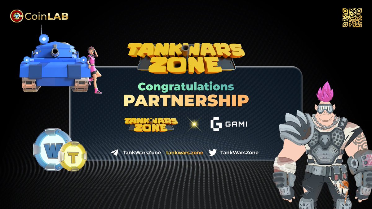 Dewis05's tweet photo. Congratulations on your partnership: 
@gamiworld and @TankWarsZone 🎉🎉

#GamiWorld is a platform for startups and incubators that combines the gaming industry with blockchain technology. They are also interested in #GameFi projects 😉

#CoinLAB #TankWar #P2E https://t.co/9pRBDJu6xX