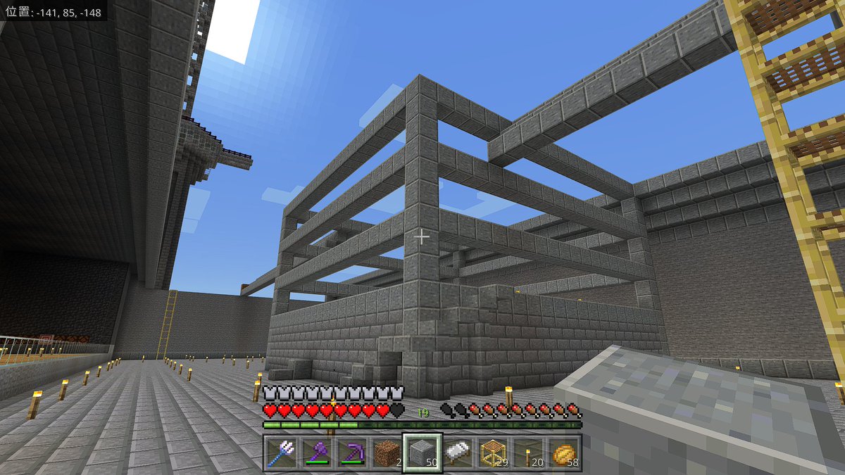 busaikuottou's tweet image. 屋根造り中。トラップタワーは４層に増やしてみた。
#minecraftjp #マインクラフト