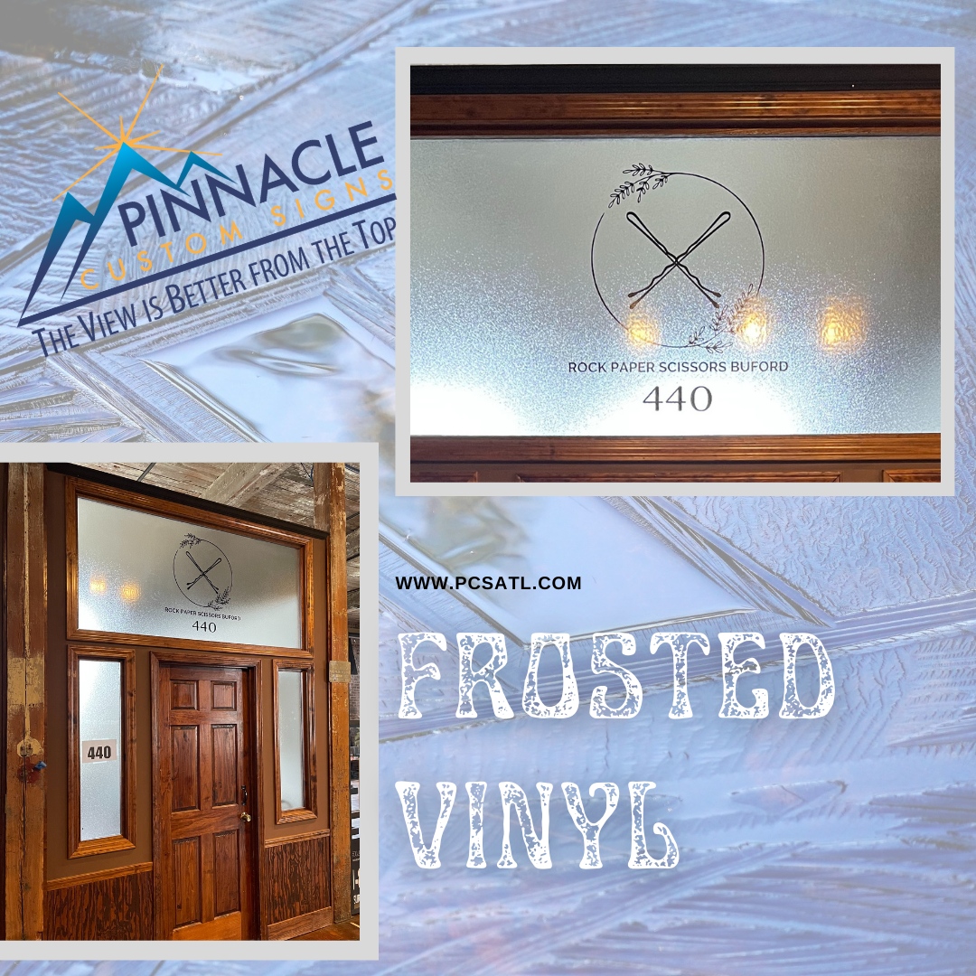 PinnacleCstmSgn's tweet photo. Frosted vinyl creates an opaque effect which is applied directly to the glass. Rock Paper Scissors is an eco-friendly Salon Suite in Buford Ga. #betterfromthetop #frostedvinyl #windowwraps #customwraps #customvinyl #signs #signshop #windowgrapchis
https://t.co/CpMwH49H71 https://t.co/sKMvmVsDHq