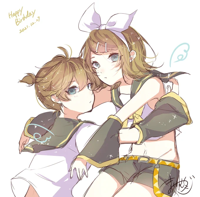 お誕生日おめでとう～!
#鏡音誕生祭2021  #鏡音リン #鏡音レン 