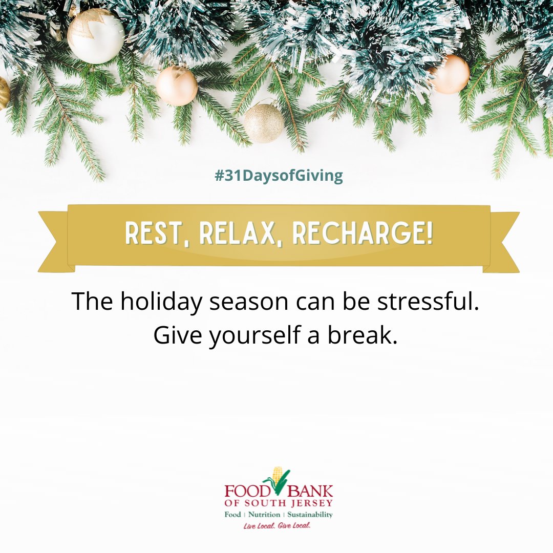 foodbankSJ's tweet photo. DAY 26: Give yourself a break. #Rest #31DaysofGiving https://t.co/j8KnfYe49X