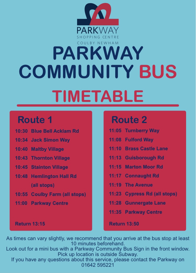 Our community bus is running tomorrow -so if you have ran out of any essentials or just fancy a browse around the shops and a cuppa why not hop on the bus 🚌