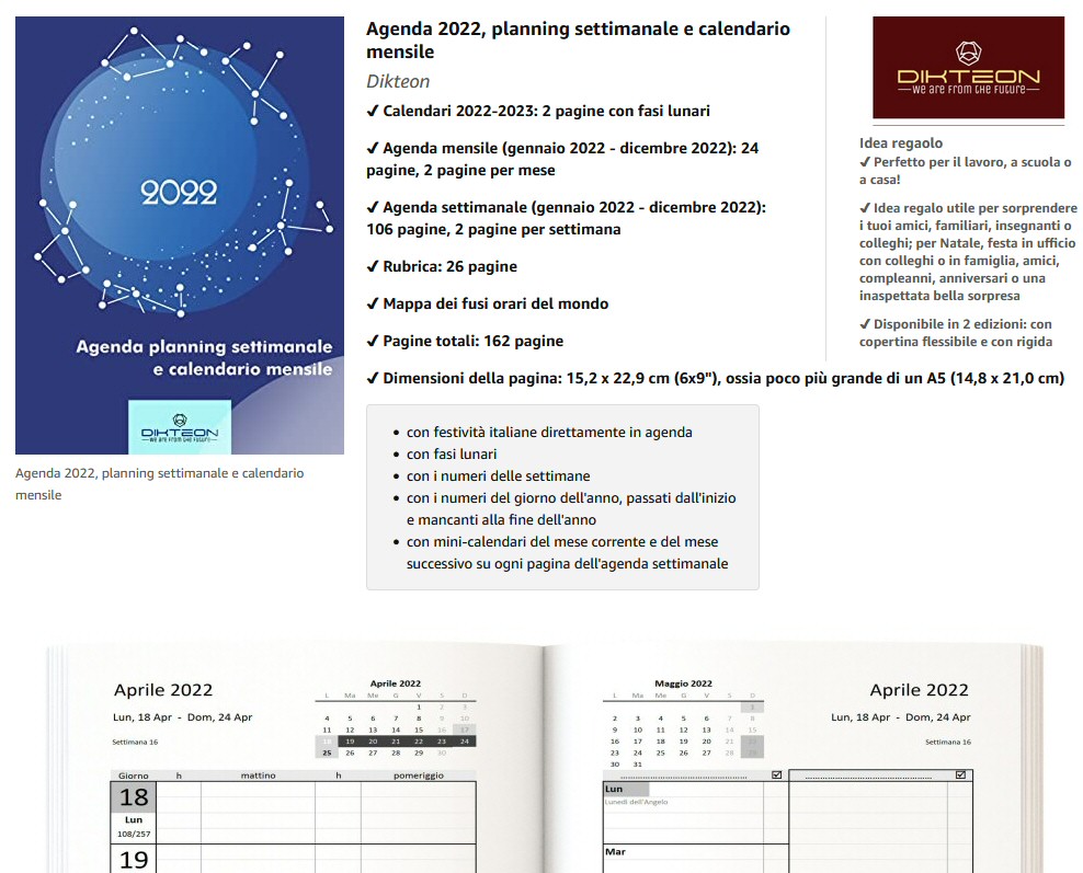 KentauronS's tweet photo. Agenda 2022 #1, planning settimanale
✔ Calendari 2022-2023 con fasi lunari
✔ Agenda mensile
✔ Agenda settimanale
✔ Nr. giorni-settimane
✔ Rubrica
✔ Festività
✔ Fusi orari
✔ Dimensioni: poco più grande di un A5

https://t.co/edmRXN2AHq

#Agenda #regalo #BuonAnno #2022 https://t.co/Au8CXMo6a1