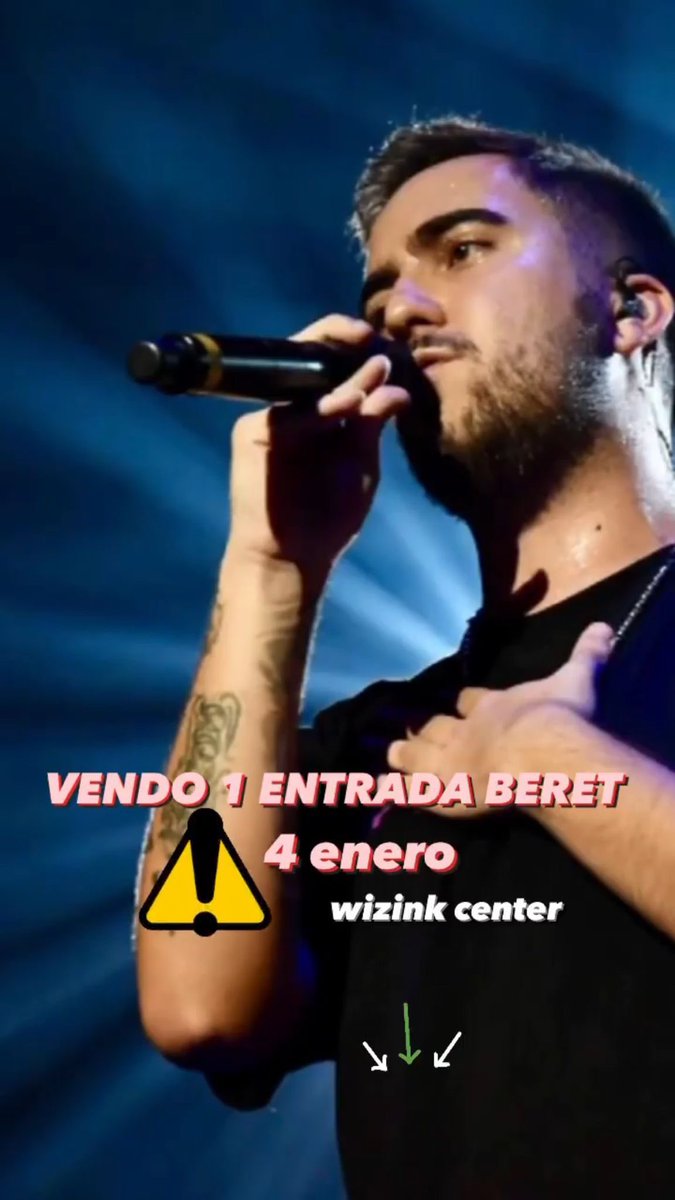 VENDO UNA ENTRADA PARA EL CONCIERTO DE BERET 
4 ENERO, WIZINK CENTER
MADRID