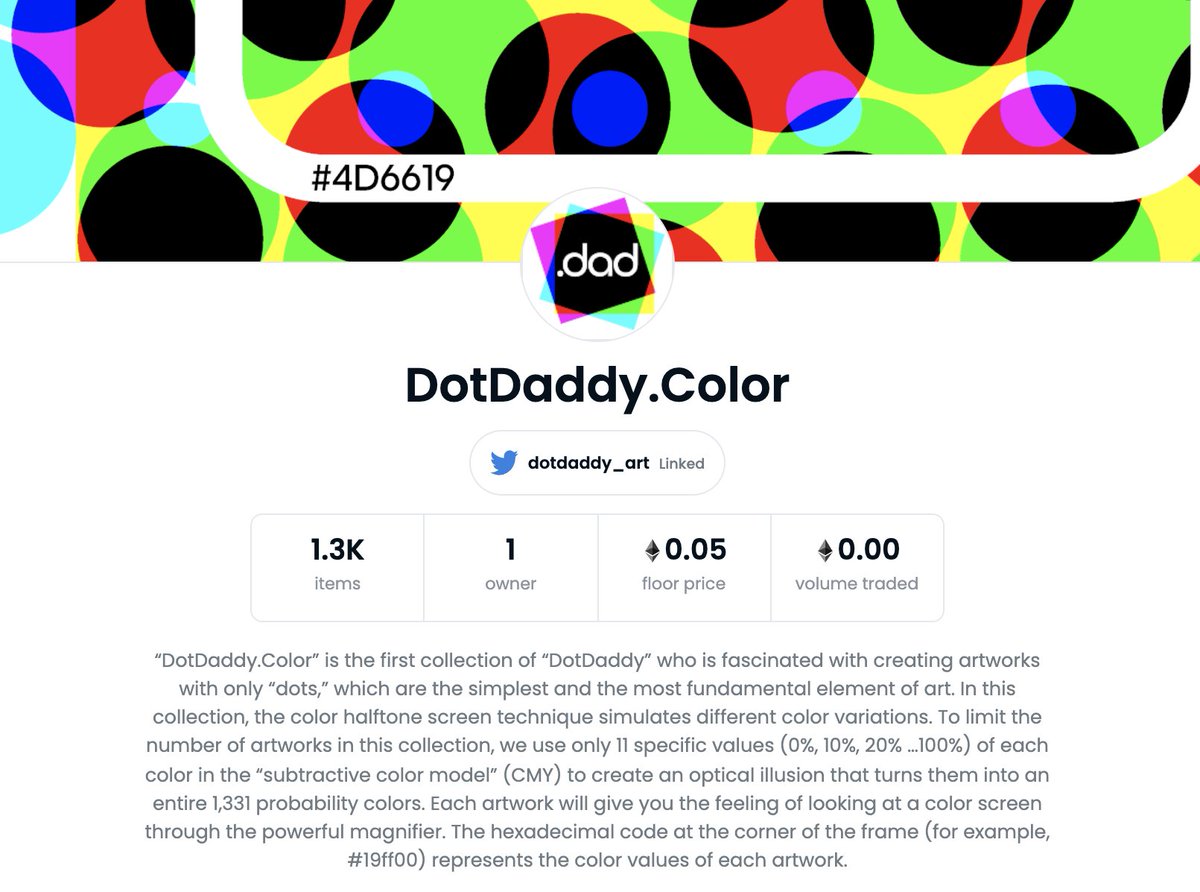 Hi 👋🏼 I am DotDaddy.art. I'm very new here on Twitter and with #NFT, but be sure to check out my first #NFTcollection here: opensea.io/collection/dot…. I hope you will like it.

Be the first to get our latest updates by following me and helping the community grow. 😉