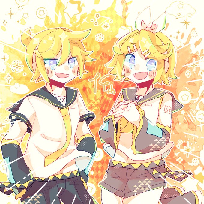 14才おめでと～! #鏡音誕生祭2021 #鏡音誕生祭2021
#鏡音14誕 
リンレン立ち位置逆に描いちゃってごめんね……>< 