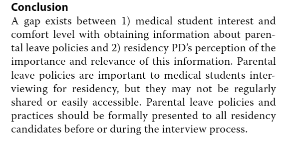 3. Recs: Parental Leave Policies should be presented formally to ALL candidates during interviews to relieve burden of having to ask/mitigate risk of negative bias toward applicants. #MedEd #GME @mayoclinic