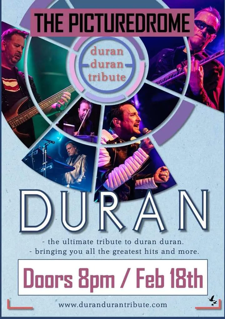 NN Events (@nrthmptonevents) on Twitter photo Duran, the tribute show to Duran Duran will be at <a href="/_Picturedrome/">The Picturedrome</a>, Northampton on Friday 18th February 2022
๐ Doors open at 8pm
๐ Tickets: buff.ly/3gWqwcI Duran, the tribute show to Duran Duran will be at <a href="/_Picturedrome/">The Picturedrome</a>, Northampton on Friday 18th February 2022
๐ Doors open at 8pm
๐ Tickets: buff.ly/3gWqwcI