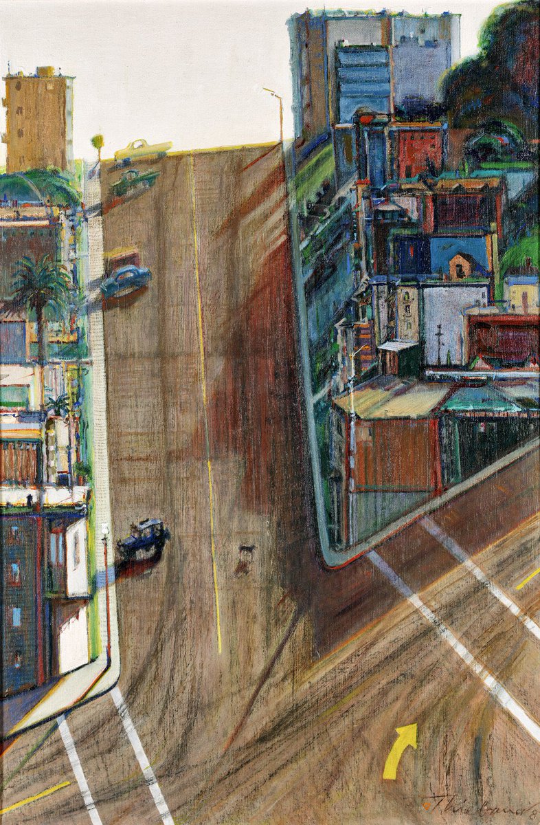 AndrewRusseth's tweet photo. The ice cream never melts, the cakes are fresh out of the oven, and the world is bathing in light. The day is young, but there are shadows creeping in. RIP, the great Wayne Thiebaud. https://t.co/myEO4KYKav